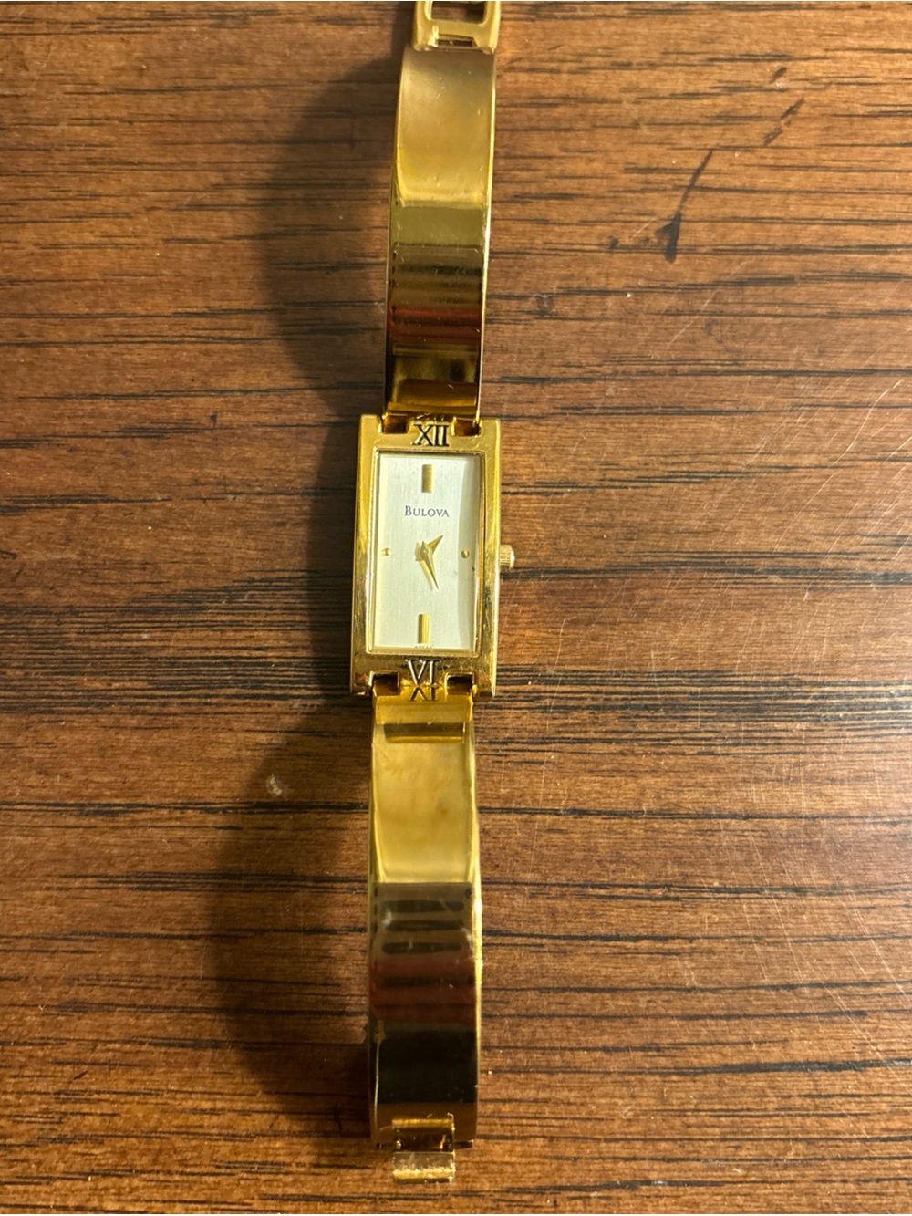 BULOVA 15mm Gold Tone Rectangular Ladies' Stainless Steel Watch